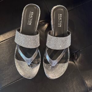 Kenneth Cole Reaction Glittery Silver Sandals